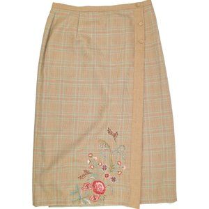 Pendleton Plaid Maxi Skirt | 100% Wool Embroidered Button Up | Size 12